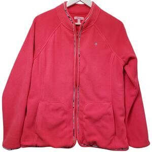 LILLY PULITZER Full Zip Fleece Jacket in Pink w/ Multicolor Trim Women's Large